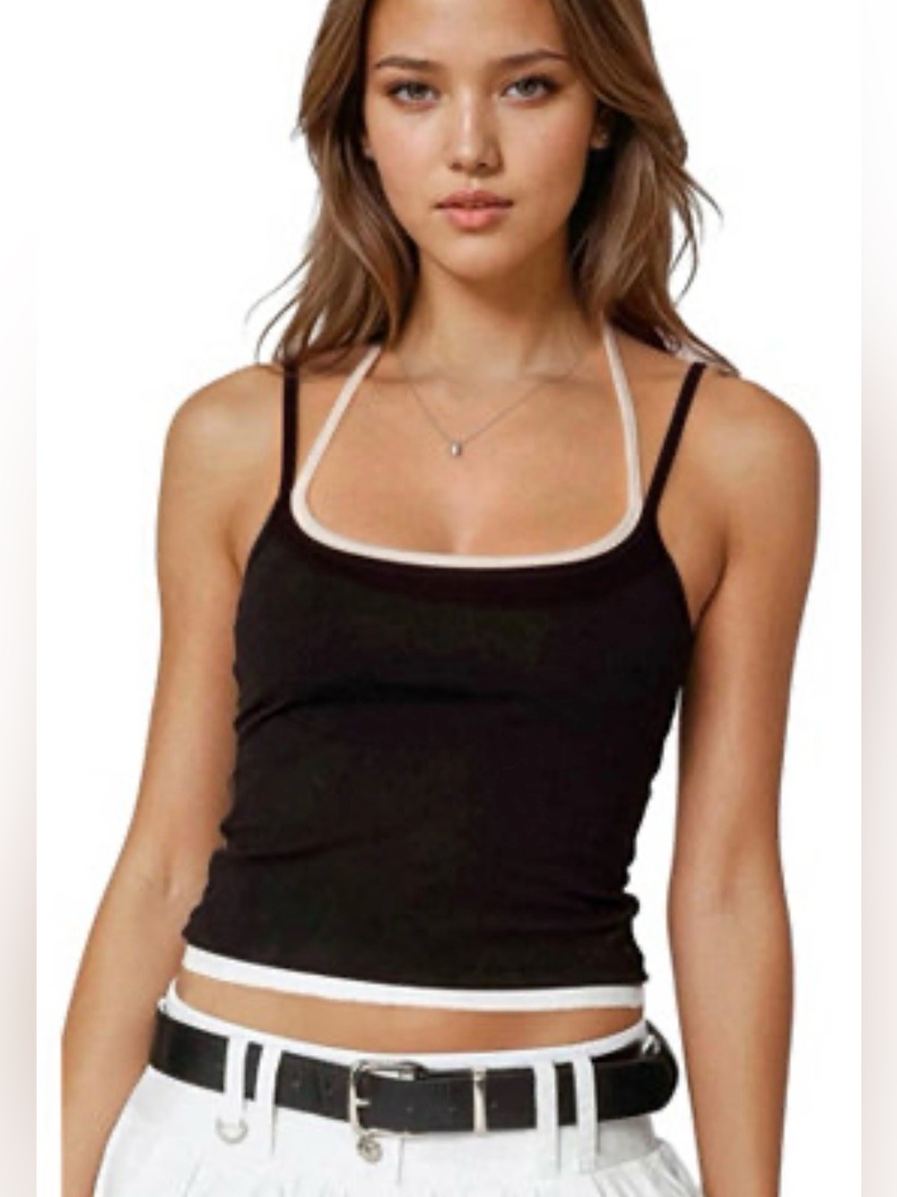 Edikted Black Contrast-Trim Women's Tank Top